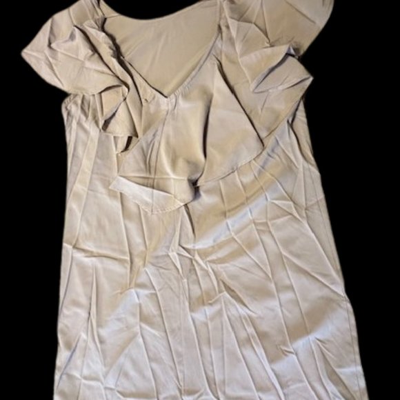 Taupe Open Low Back with Ruffle Midi Dress - Picture 6 of 12